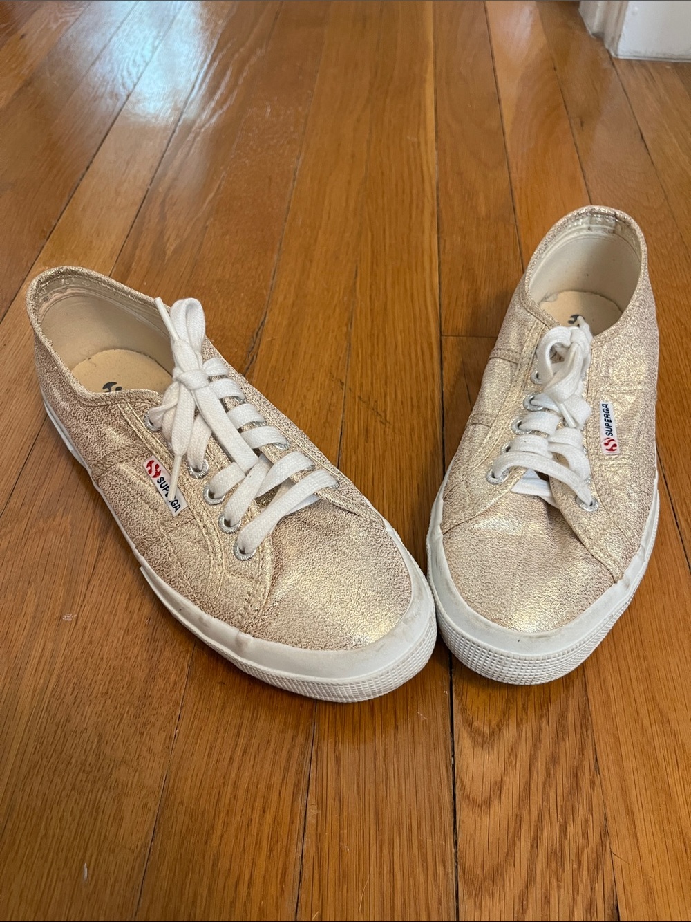 Superga Gold Canvas Shoes with Rubber Sole